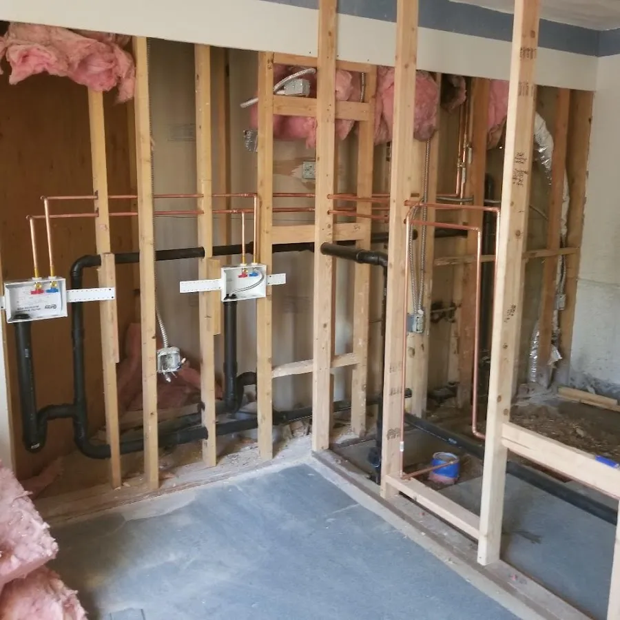 Copper pipe rough-in and plumbing installation in Huntington Beach